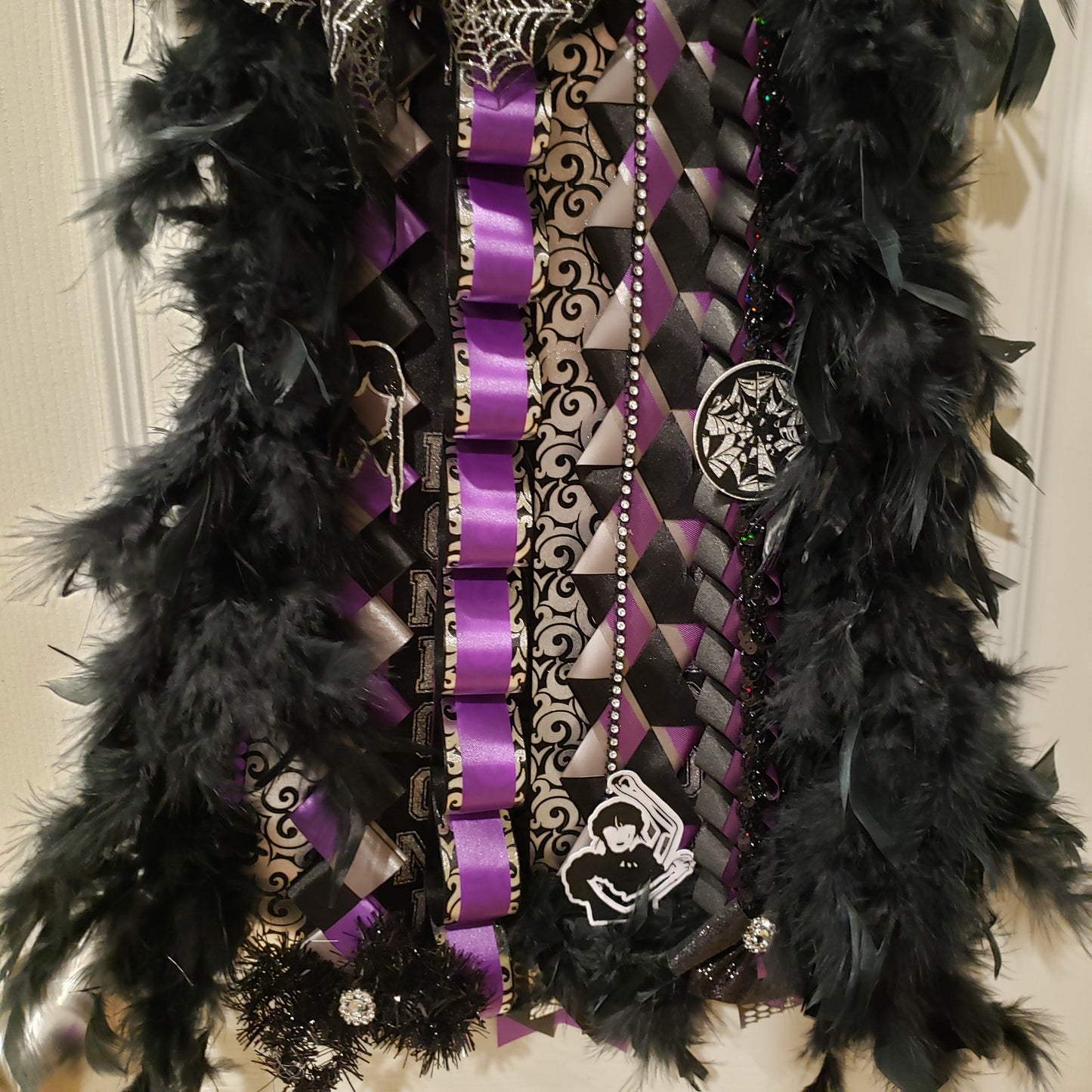 Single Wednesday Addams theme inspired Homecoming mum. (Premade)