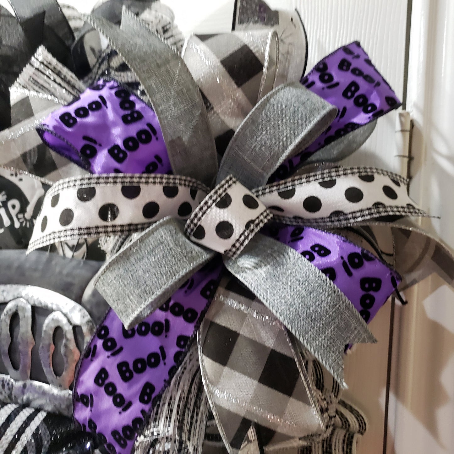 Skeleton Crew, truck, monochromatic, Halloween wreath