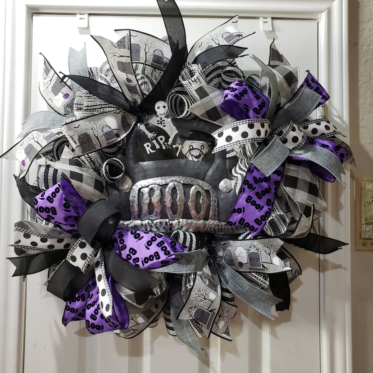 Skeleton Crew, truck, monochromatic, Halloween wreath