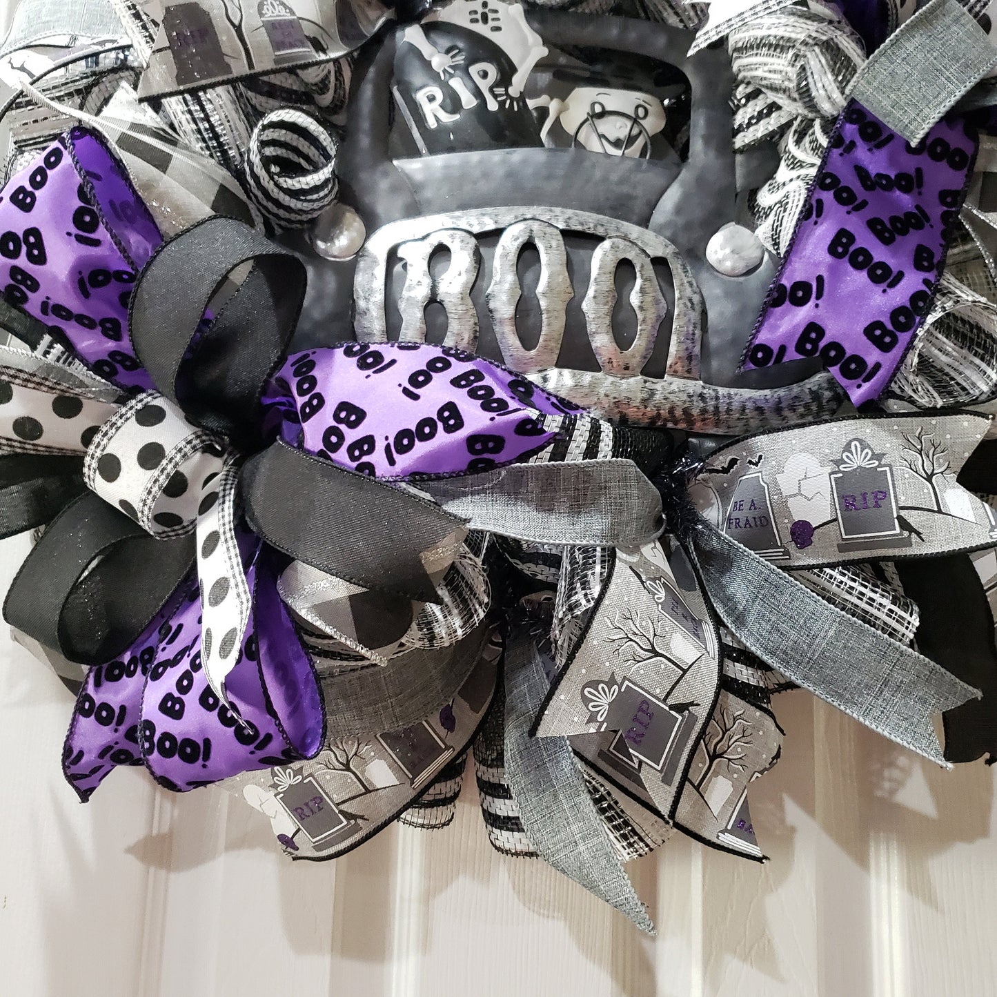 Skeleton Crew, truck, monochromatic, Halloween wreath