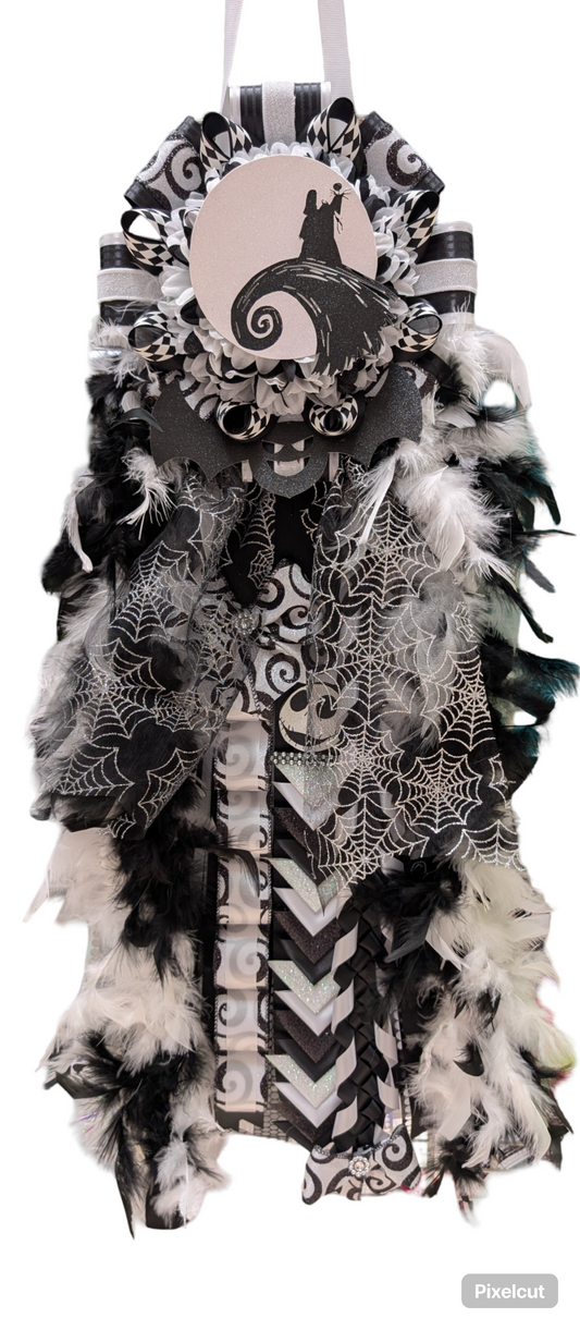Single Jack Skellington Nightmare Before Christmas theme inspired Homecoming mum. (Premade)
