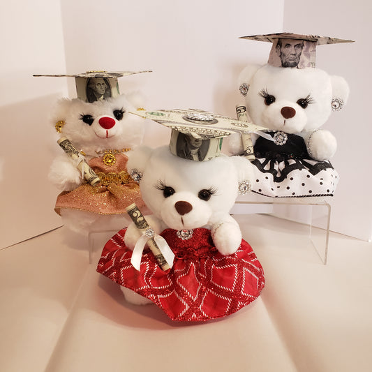 Money graduation dressed bear with bling