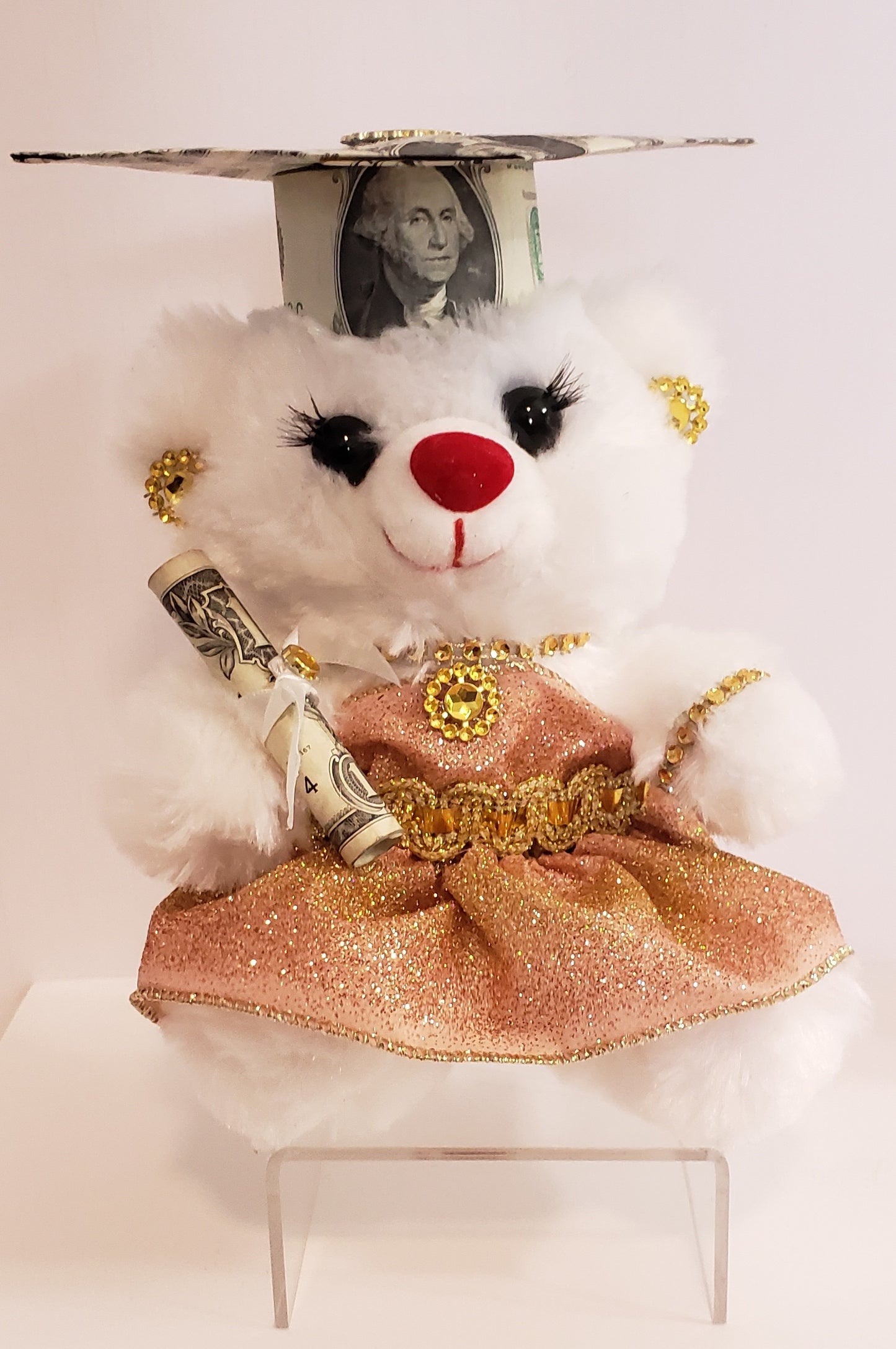 Money graduation dressed bear with bling