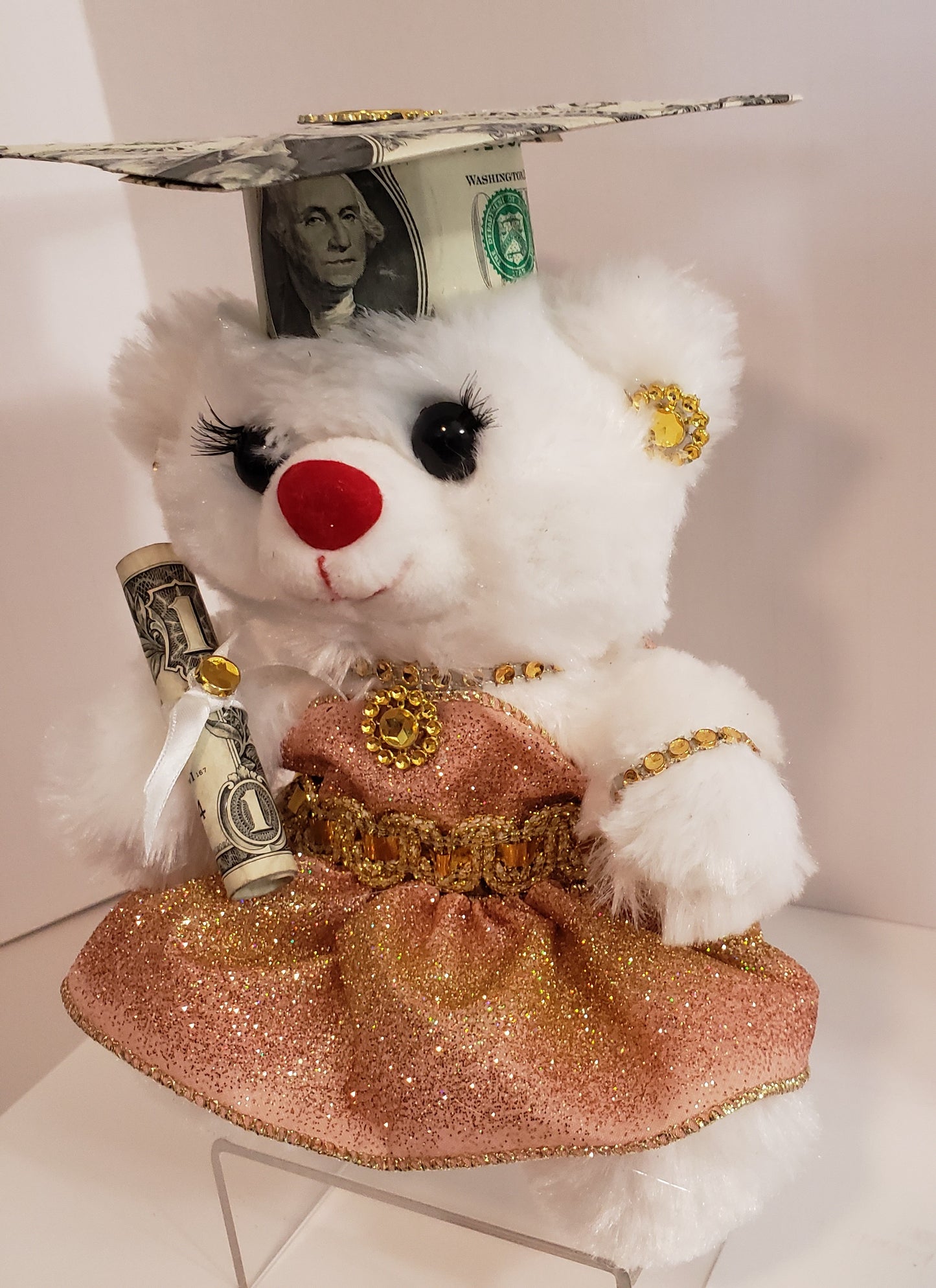 Money graduation dressed bear with bling