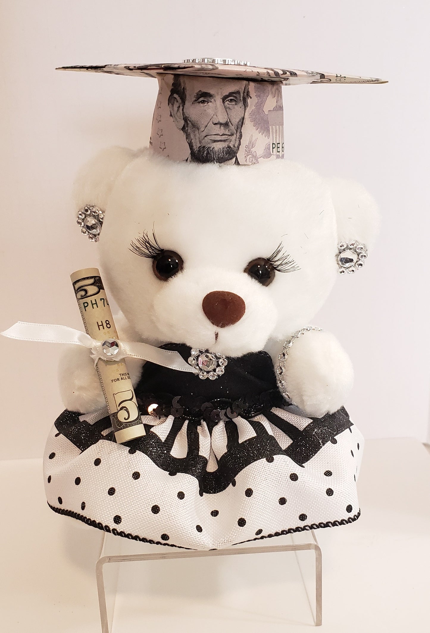 Money graduation dressed bear with bling