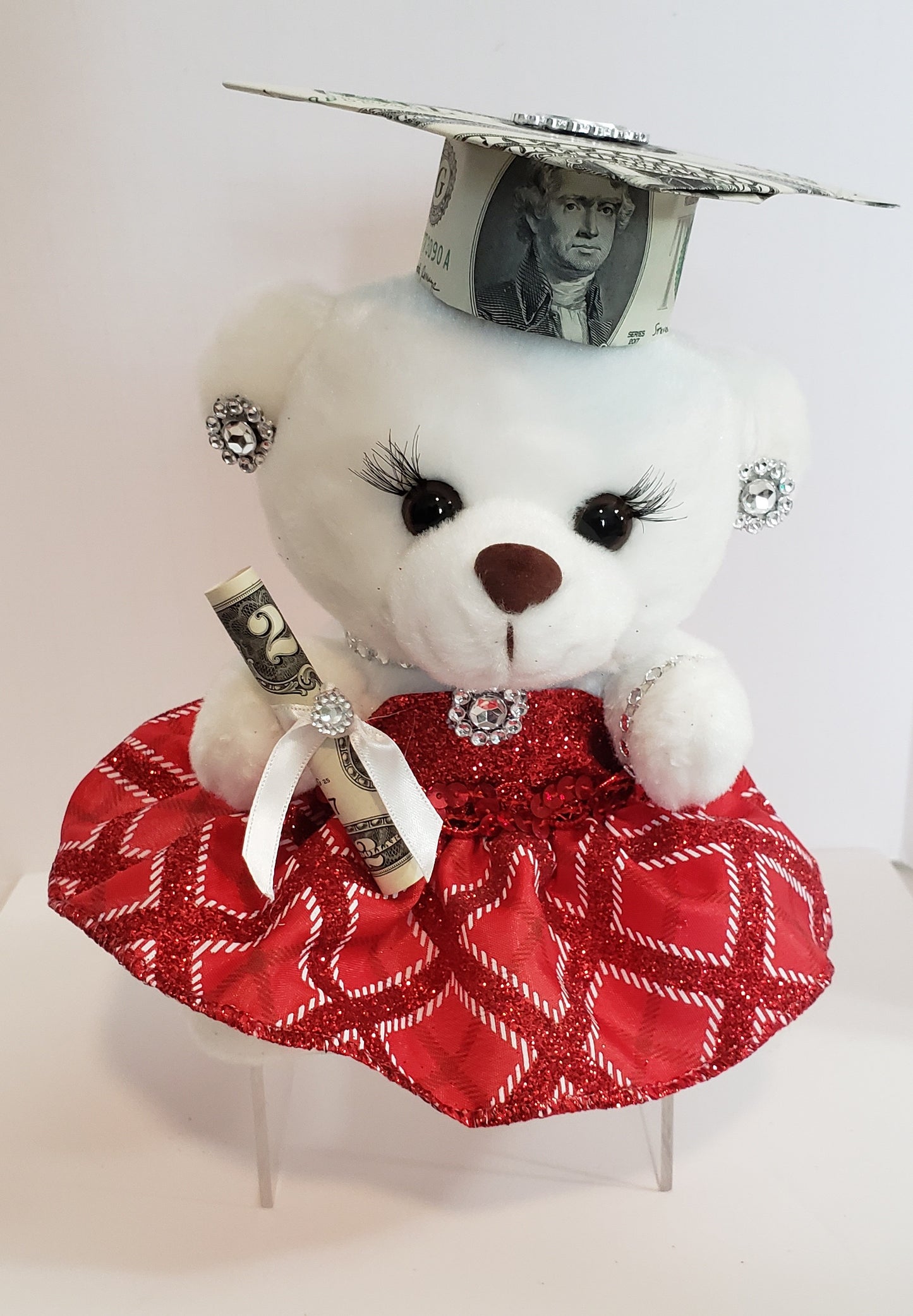 Money graduation dressed bear with bling