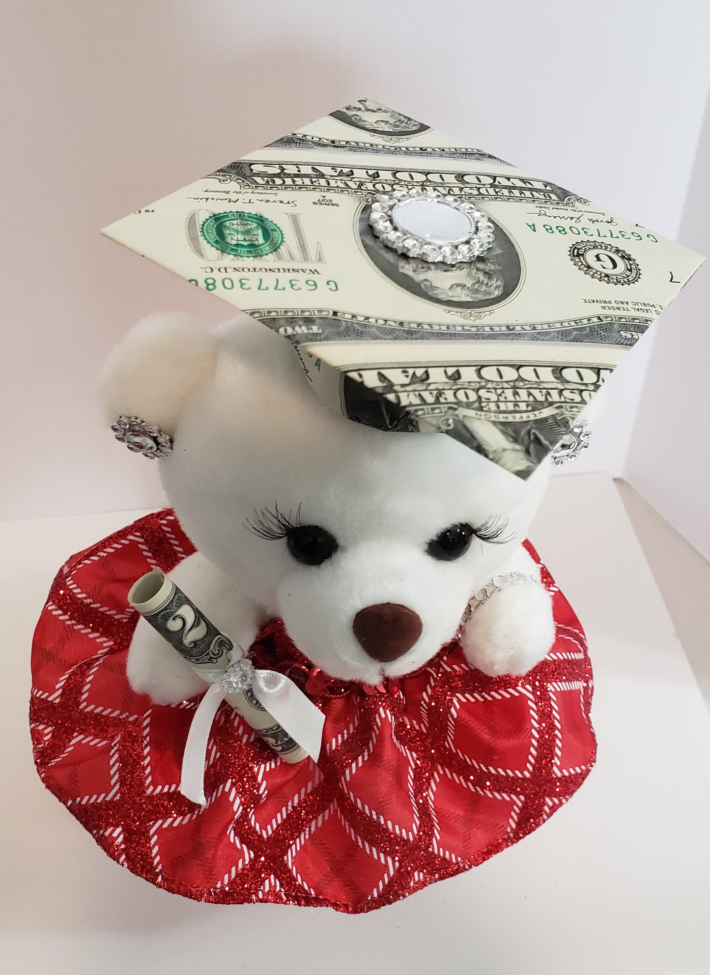 Money graduation dressed bear with bling