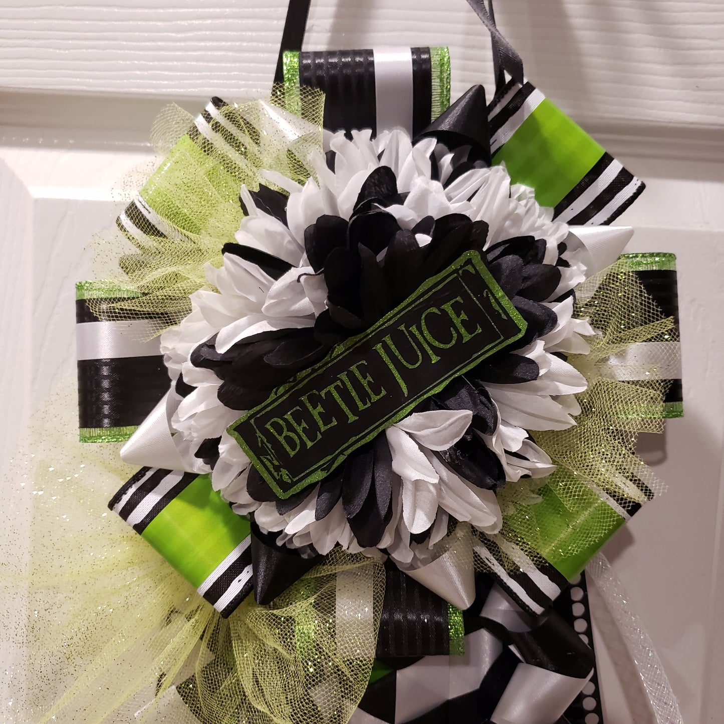 Beetlejuice themed inspired Homecoming mum. (Premade)