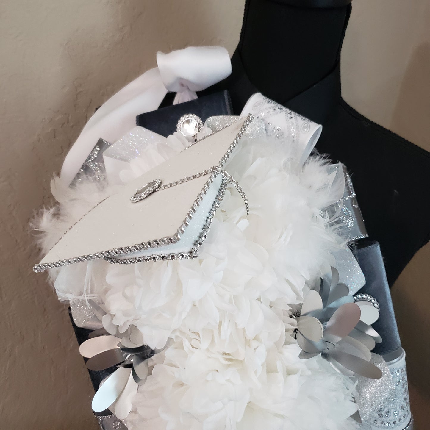 Silver, pewter and white MEGA Senior Homecoming sash (Premade)