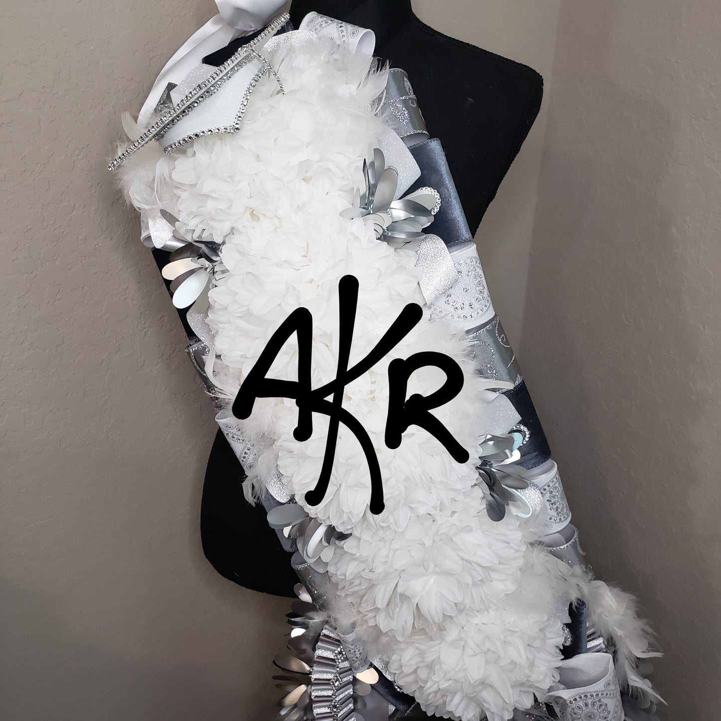 Silver, pewter and white MEGA Senior Homecoming sash (Premade)