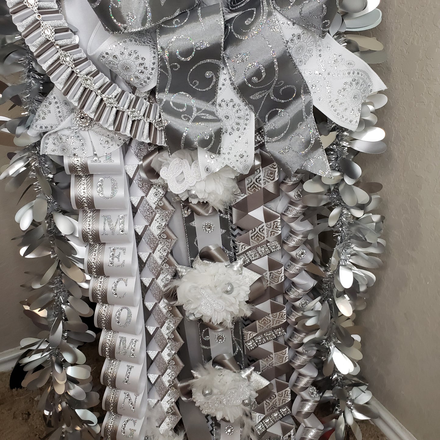 Silver, pewter and white MEGA Senior Homecoming sash (Premade)