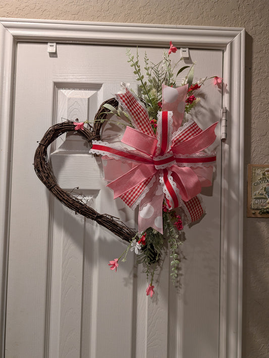 Grapevine twig heart Valentine's Day door hanger or wall decor