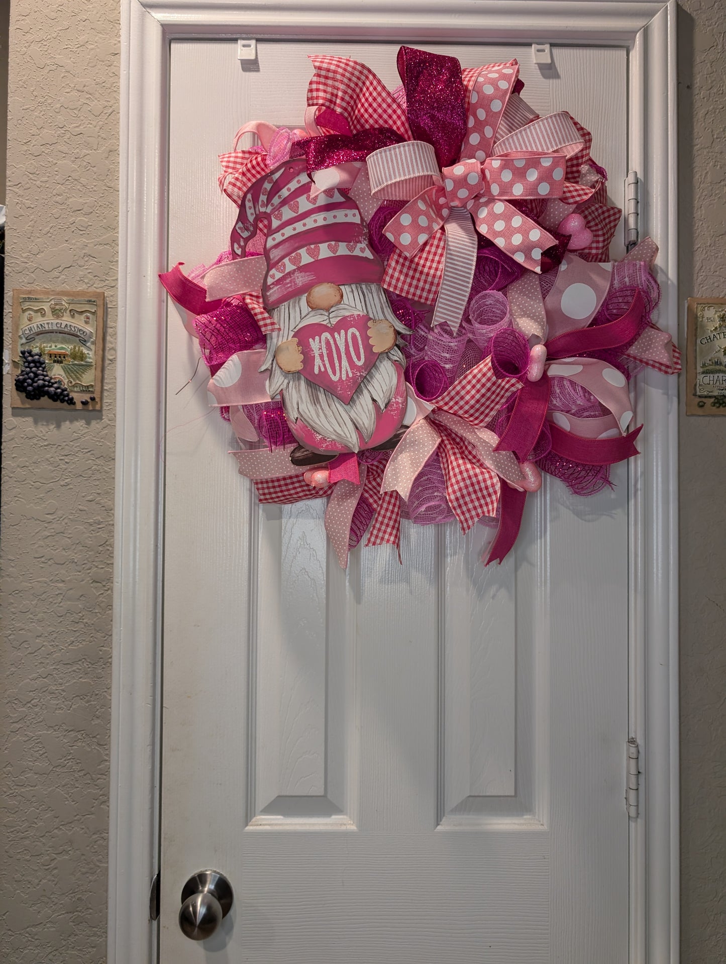 Gnome Valentine's Day wreath door hanger