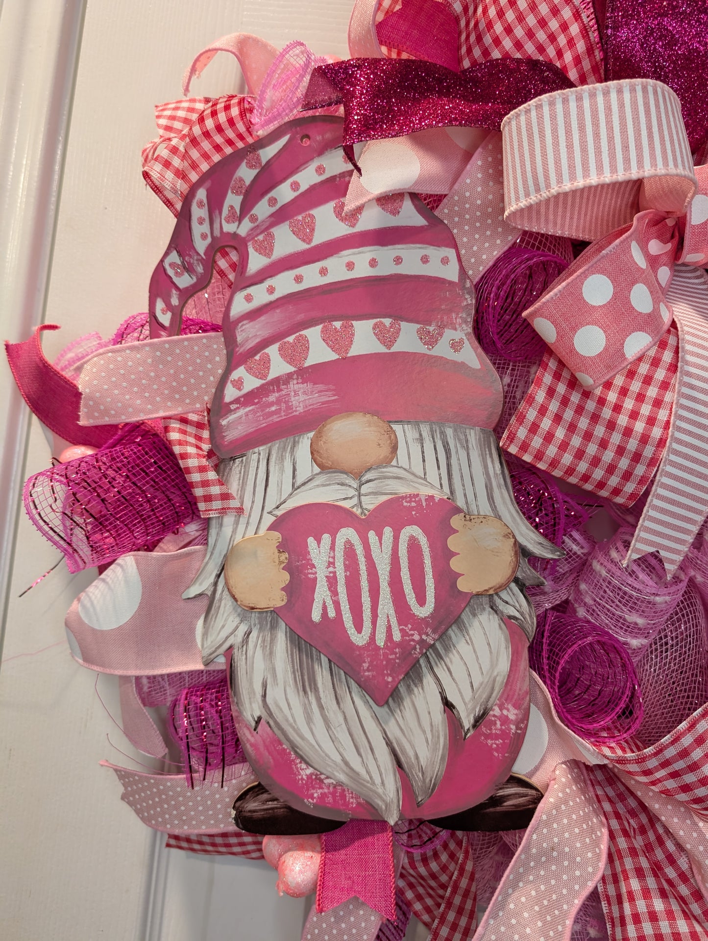 Gnome Valentine's Day wreath door hanger