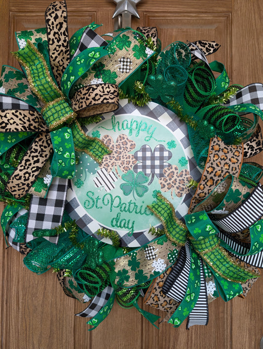 St Patrick's Day wreath door hanger