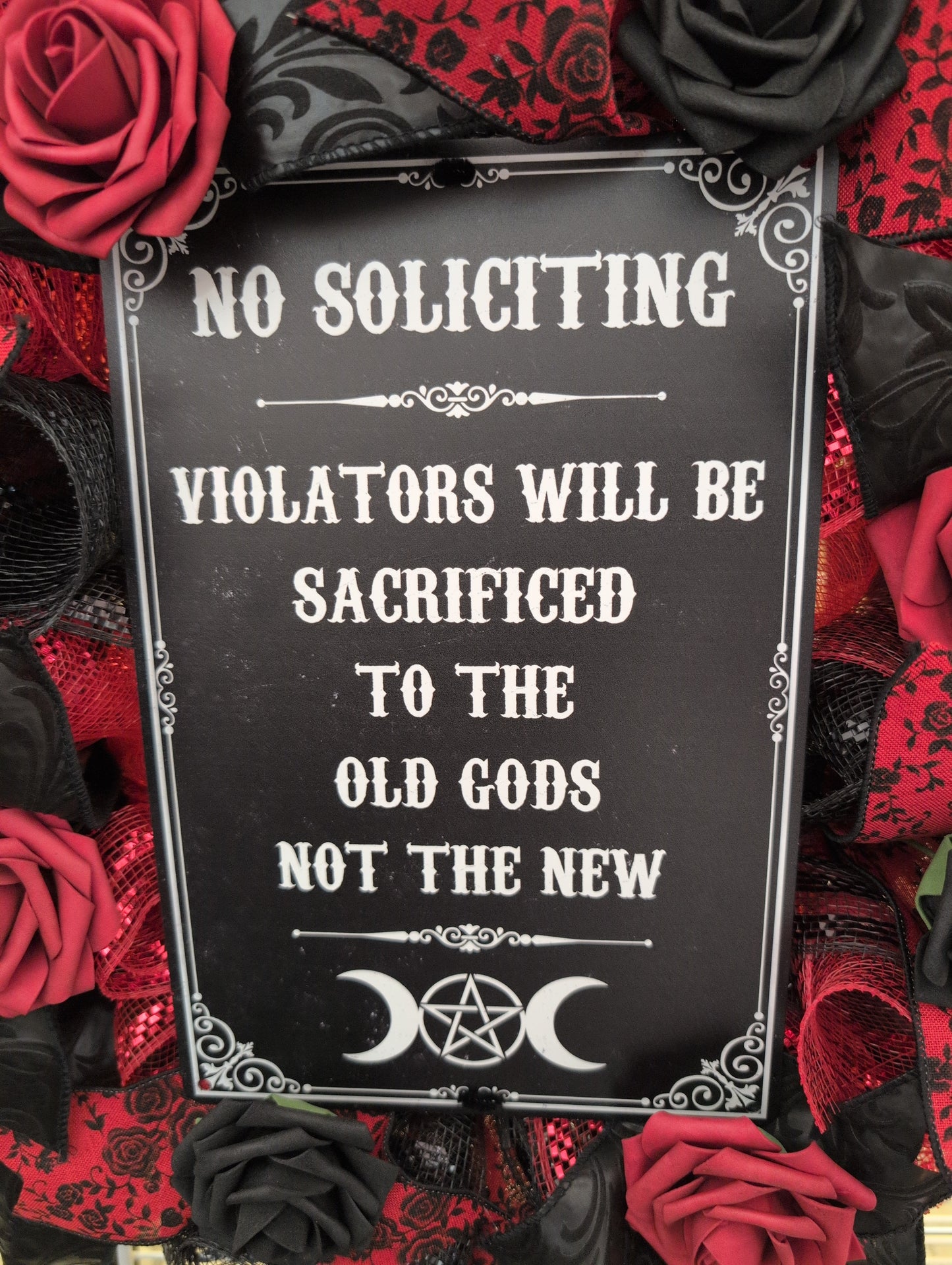 No Soliciting Everyday or Halloween wreath