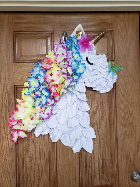 Unicorn, horse, tropical, wreath, for your wall or door decor