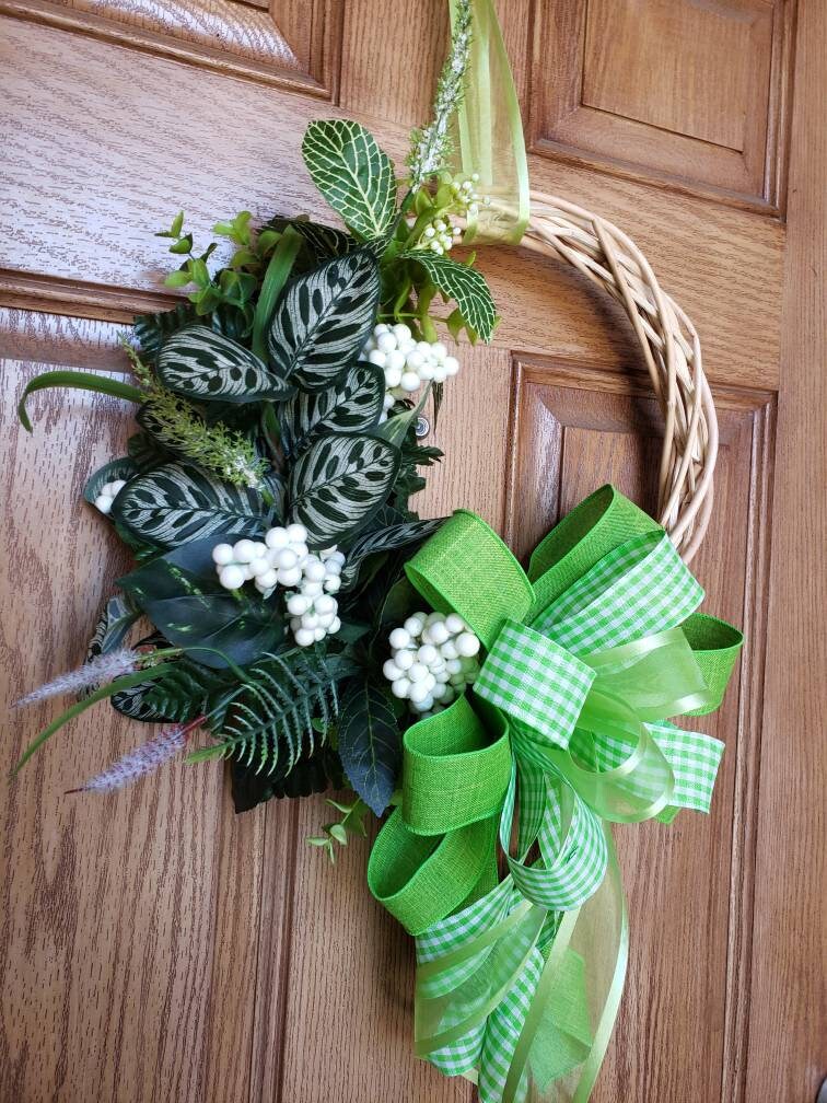 Spring or Summer, fresh floral, willow, twig, wreath for your door or wall decor