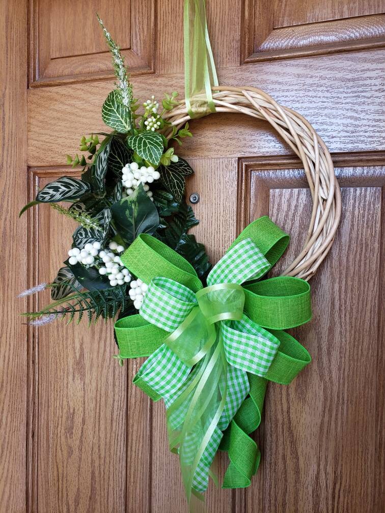 Spring or Summer, fresh floral, willow, twig, wreath for your door or wall decor