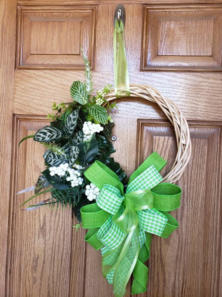 Spring or Summer, fresh floral, willow, twig, wreath for your door or wall decor