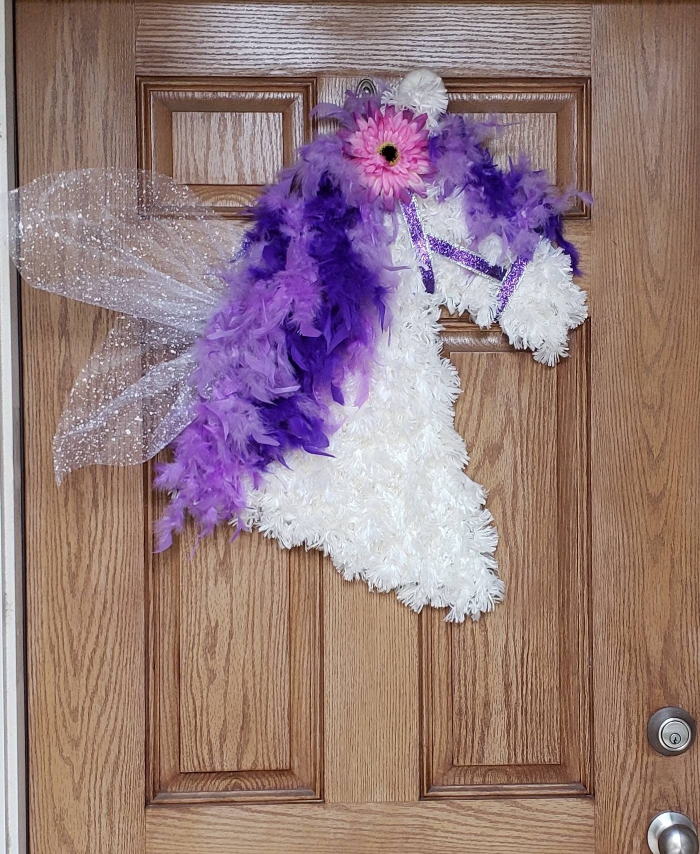 Horse, Purple and Lilac, Pegasus, girls room, door or wall decor