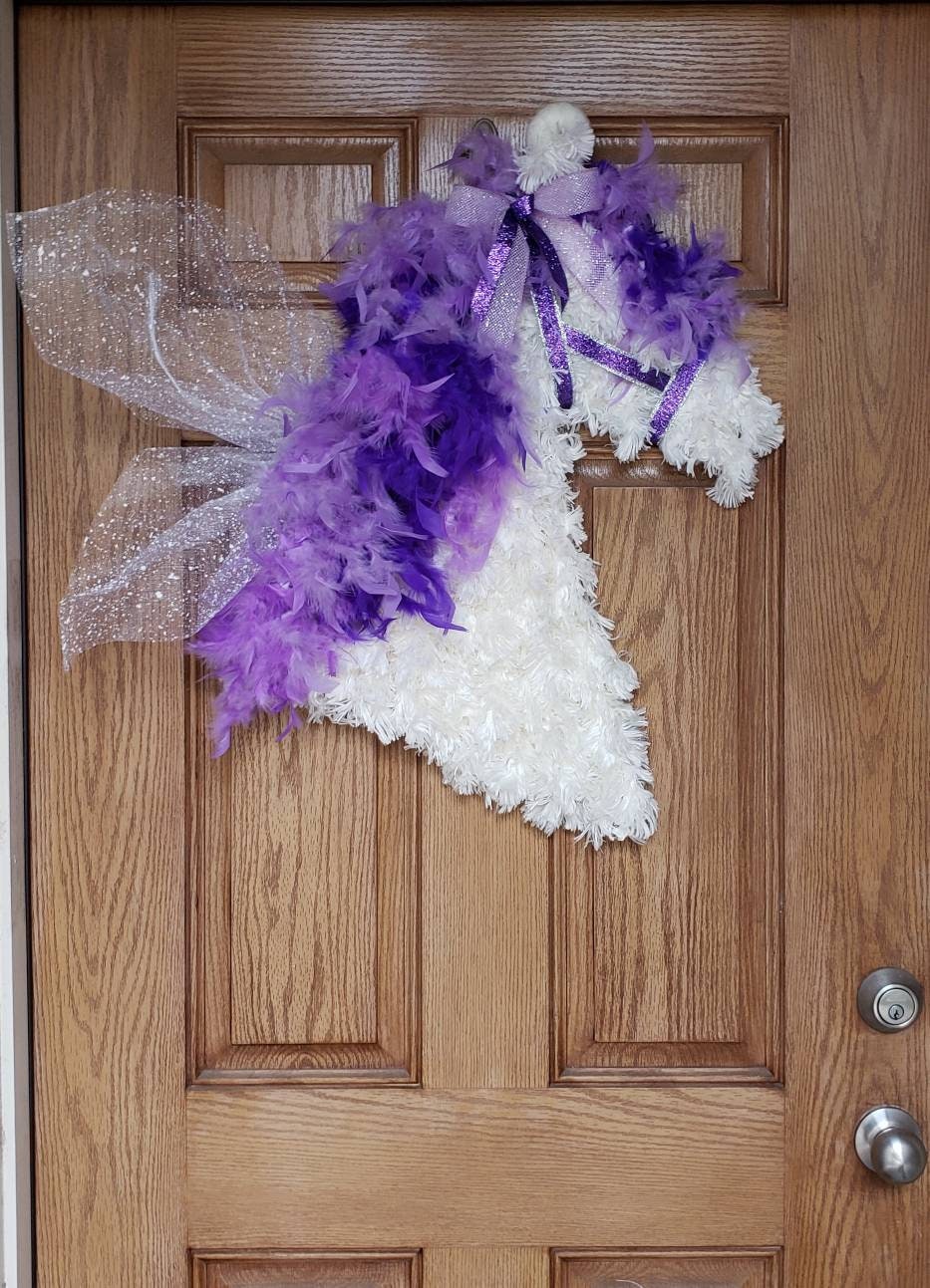 Horse, Purple and Lilac, Pegasus, girls room, door or wall decor