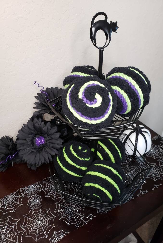 Purple, lime, and black ball wreath attachments or decorating ideas