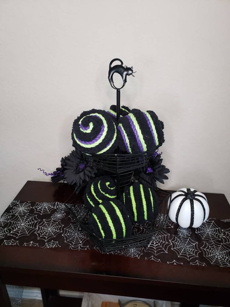 Purple, lime, and black ball wreath attachments or decorating ideas