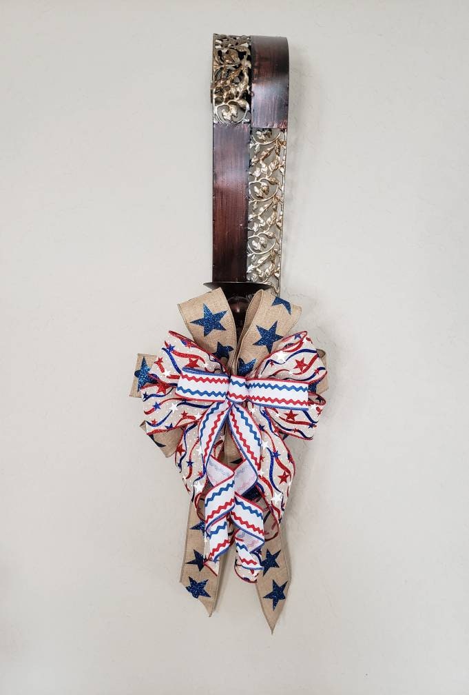 Premade, country style, patriotic, bow, will be the perfect addition to any decor.