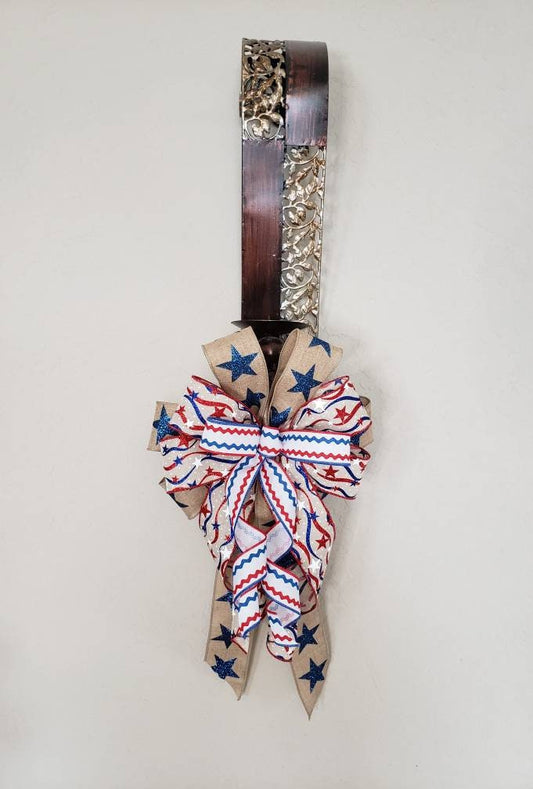 Premade, country style, patriotic, bow, will be the perfect addition to any decor.