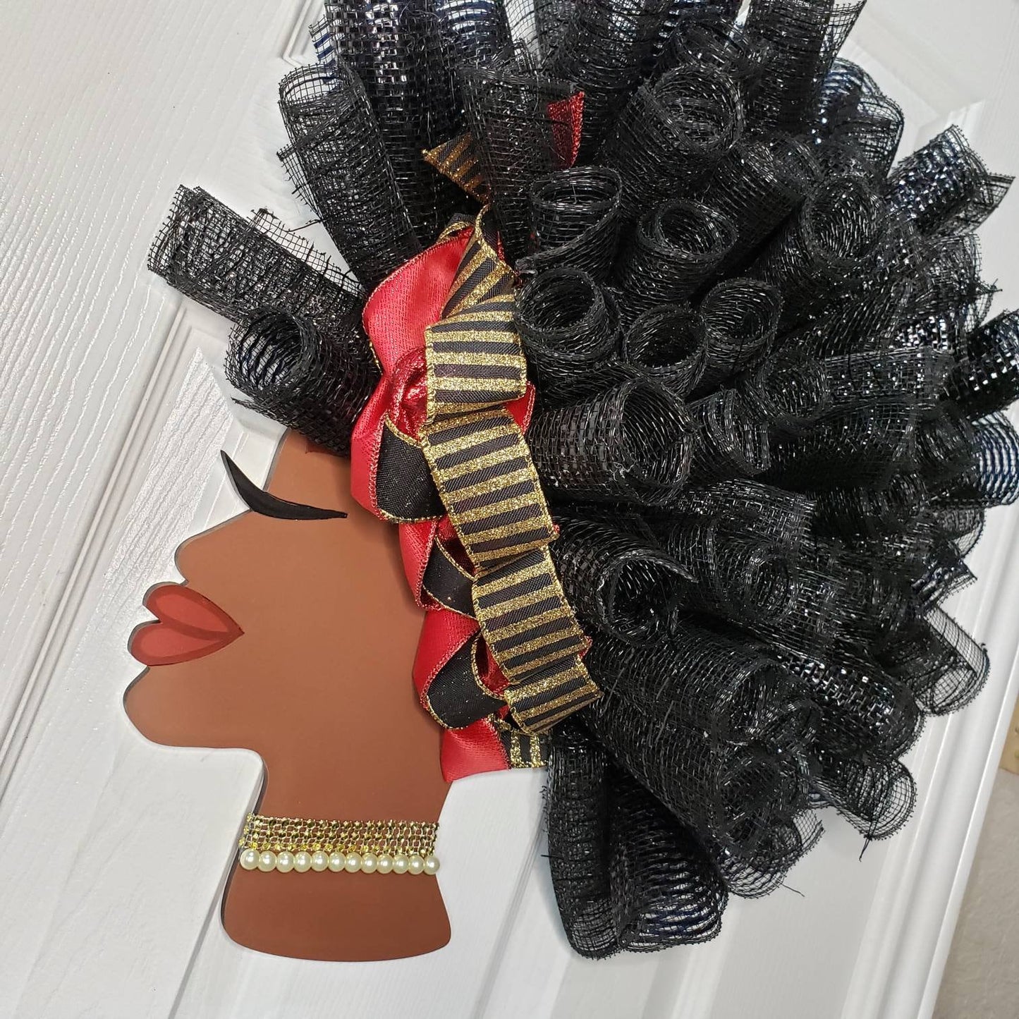 Make your own, Black History month, Diva, head, February, Spring, wreath or door decor.