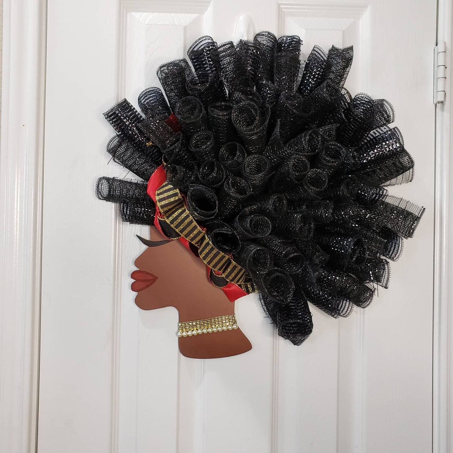 Make your own, Black History month, Diva, head, February, Spring, wreath or door decor.