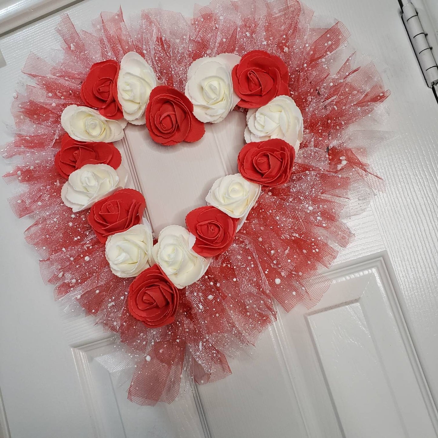 Valentine's day, Love, rose, double, hearts, wreath, door hanger,  door decor