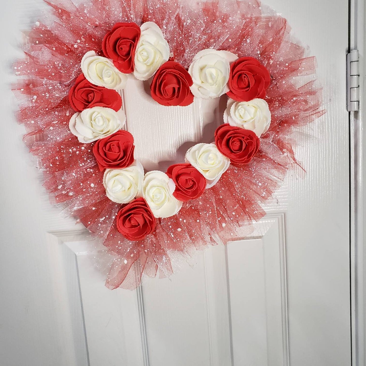 Valentine's day, Love, rose, double, hearts, wreath, door hanger,  door decor