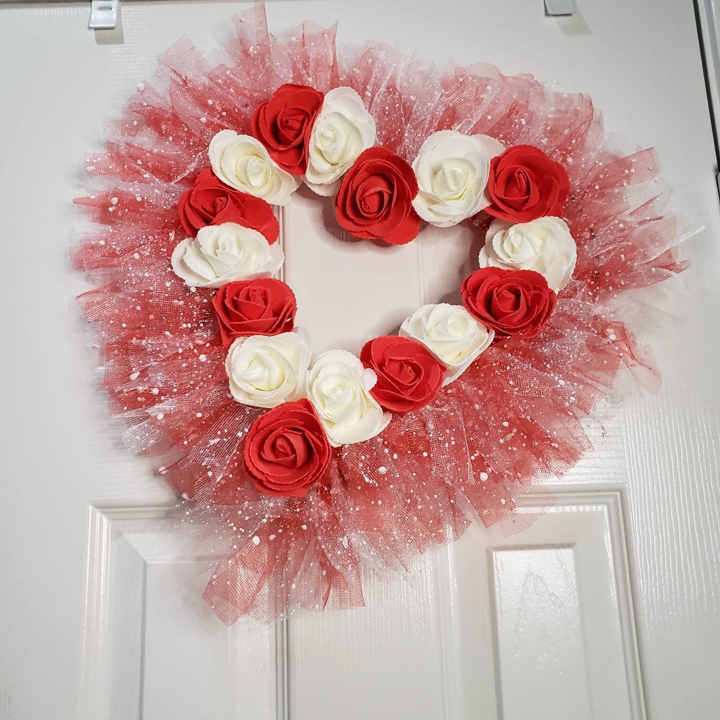 Valentine's day, Love, rose, double, hearts, wreath, door hanger,  door decor