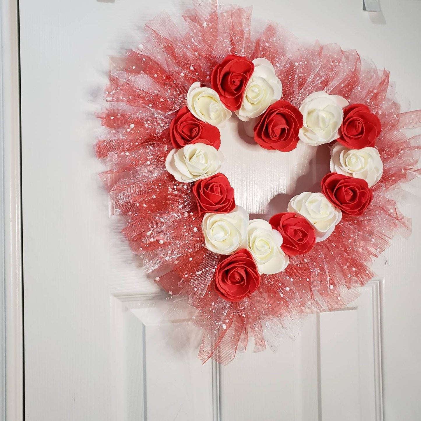 Valentine's day, Love, rose, double, hearts, wreath, door hanger,  door decor