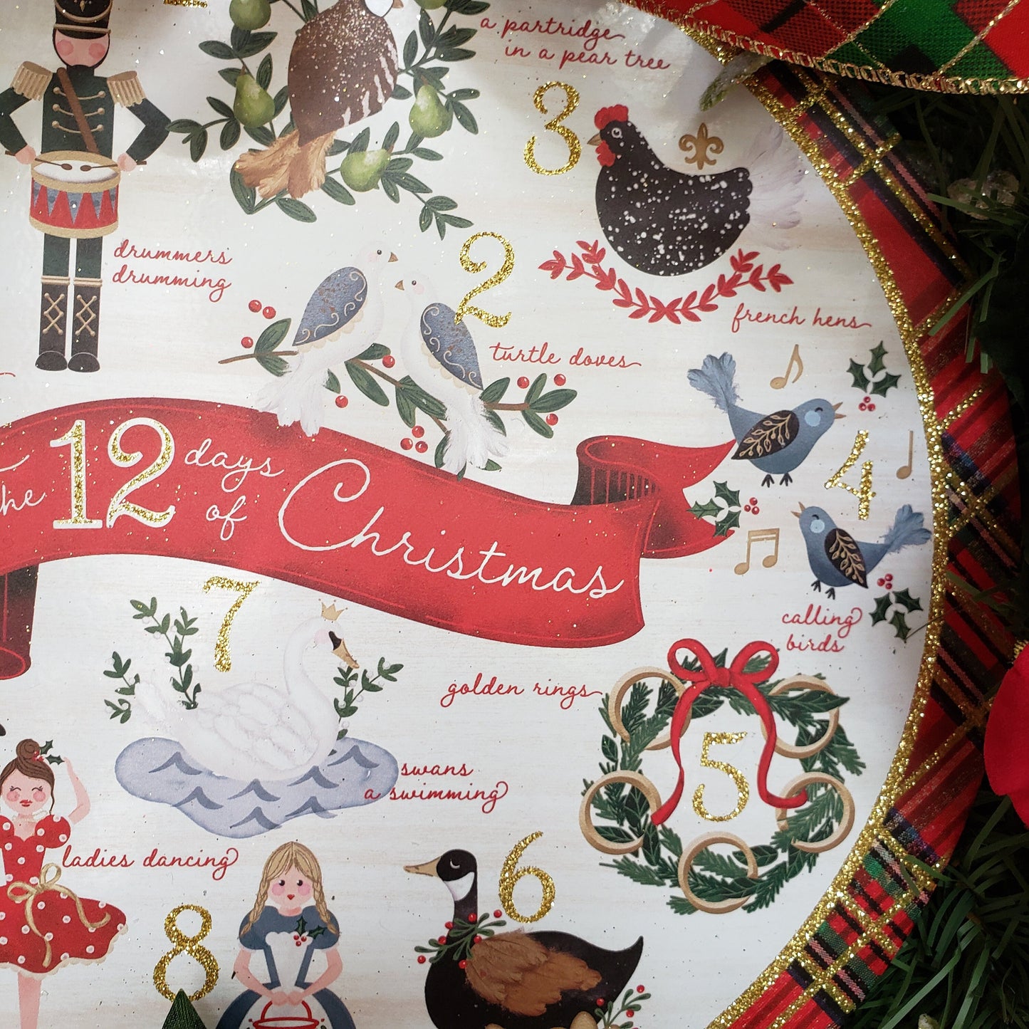 Twelve days of Christmas wreath for your front door or wall