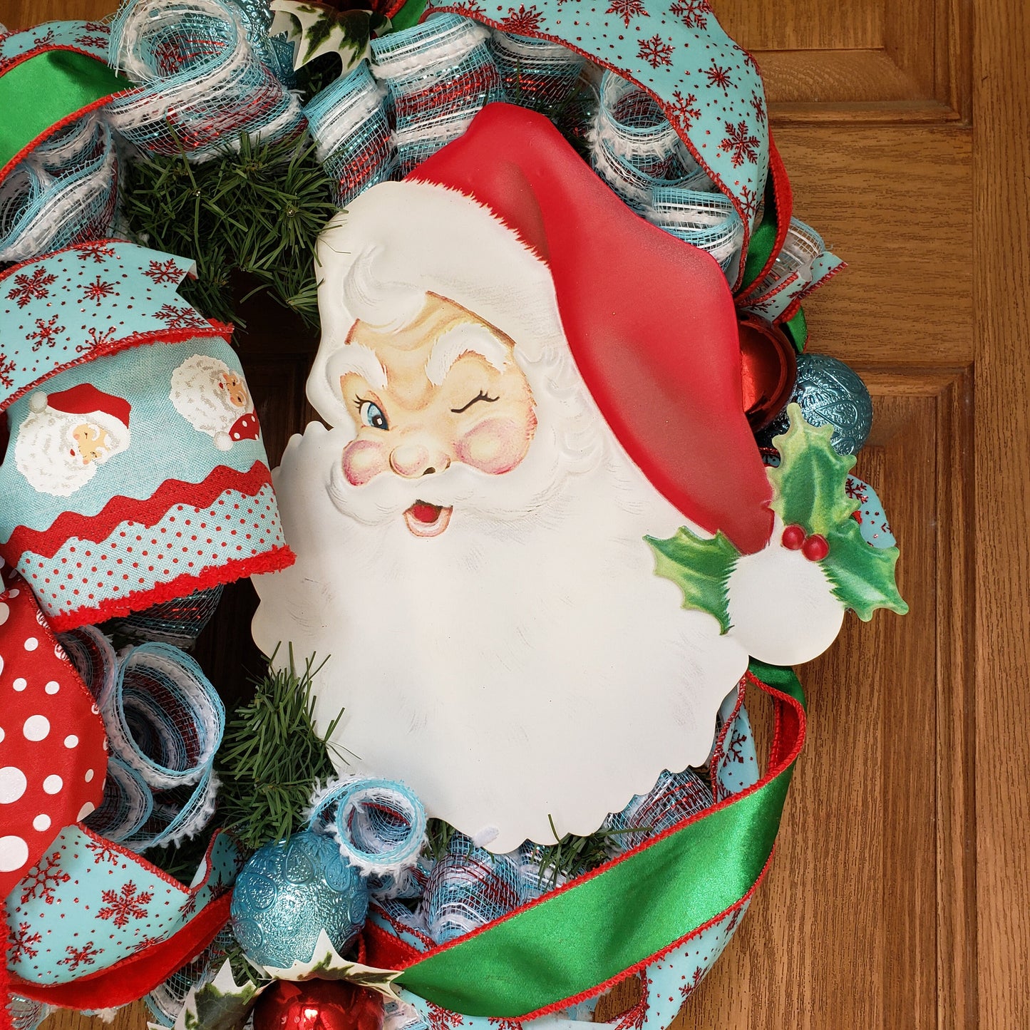 Santa, wreath, is perfect for your, front door or wall decor.