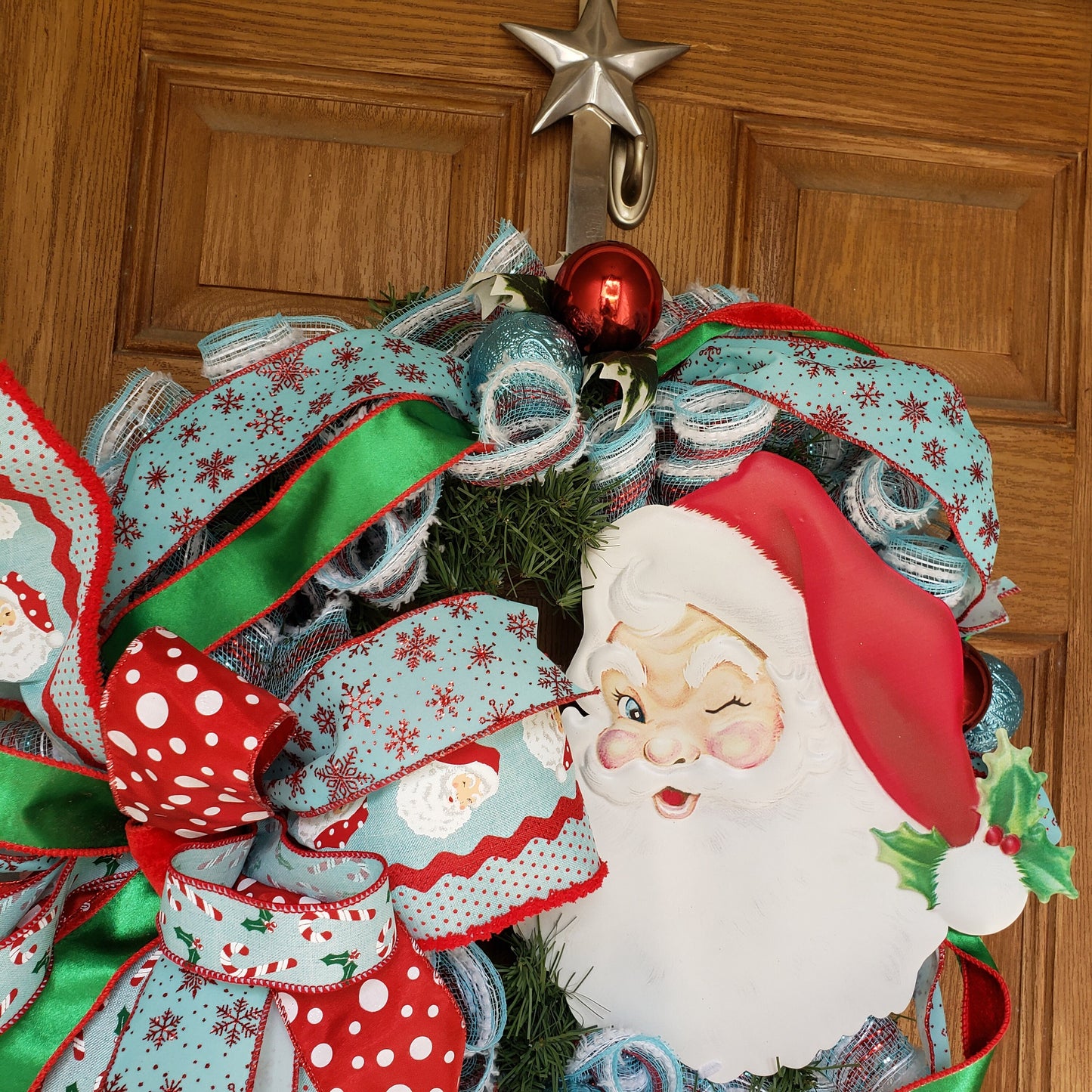 Santa, wreath, is perfect for your, front door or wall decor.