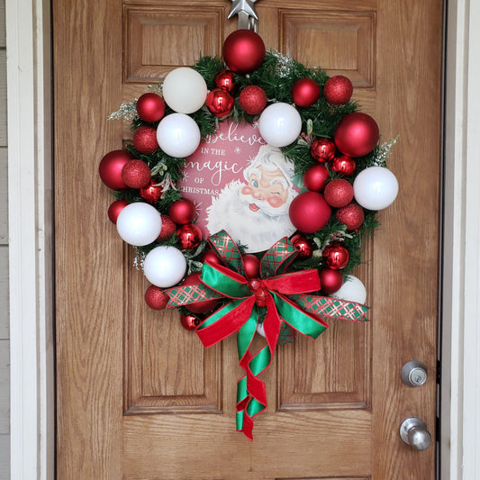 Merry Christmas, Santa, wreath, is perfect for your, front door or wall decor.