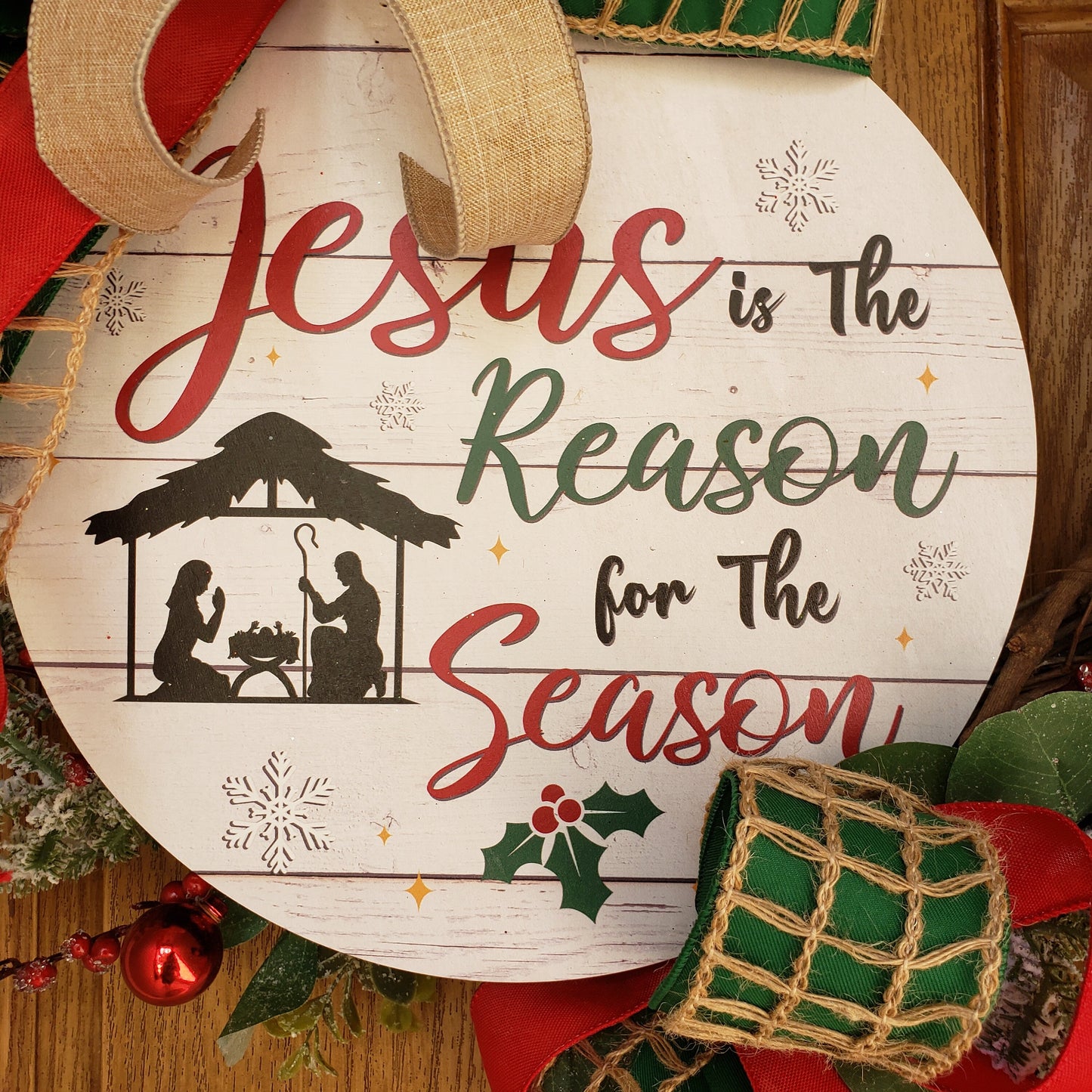 Jesus is the reason for the season, wreath, is perfect for your, front door or wall decor.