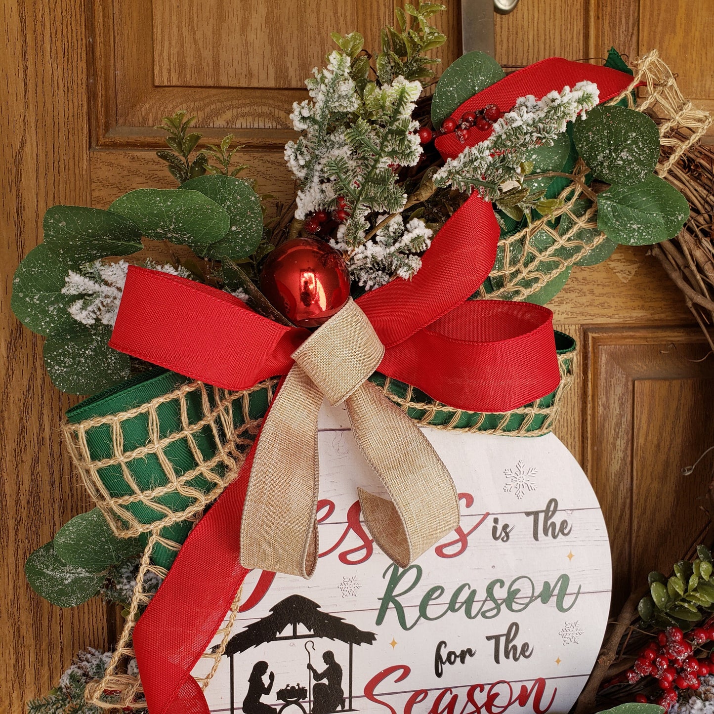 Jesus is the reason for the season, wreath, is perfect for your, front door or wall decor.