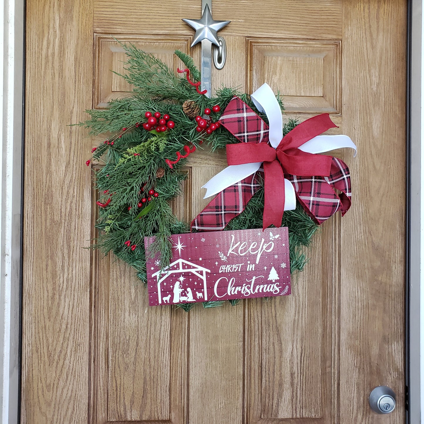 Keep the Christ in Christmas, wreath, is perfect for your, front door or wall decor.